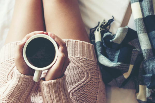 relaxing with a cup of coffee