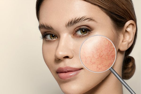 woman with rosacea
